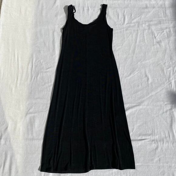 VTG Black Slinky Stretch Knit Sleeveless Maxi Dress 4 Petite Witchy Whimsigoth - Picture 1 of 3